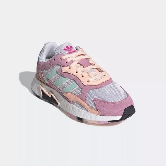 Adidas TRESC RUN SHOES CLOUD WHITE / CLEAR MINT /ORANGE Size 6 - Picture 3 of 10